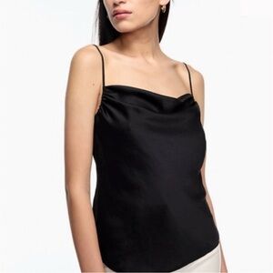 Aritzia Wildred Allusion Black Satin  Camisole Top XS Sleepwear 100% Cupro Chic